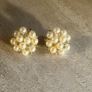 Gold and Pearl Floral Earrings